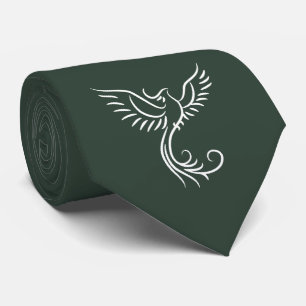 Cravate Phoenix Vert Mysque Oiseau Levant Mythe