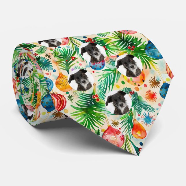 Cravate Photo de Motif de Noël personnalisée pour chien de (Roulé)