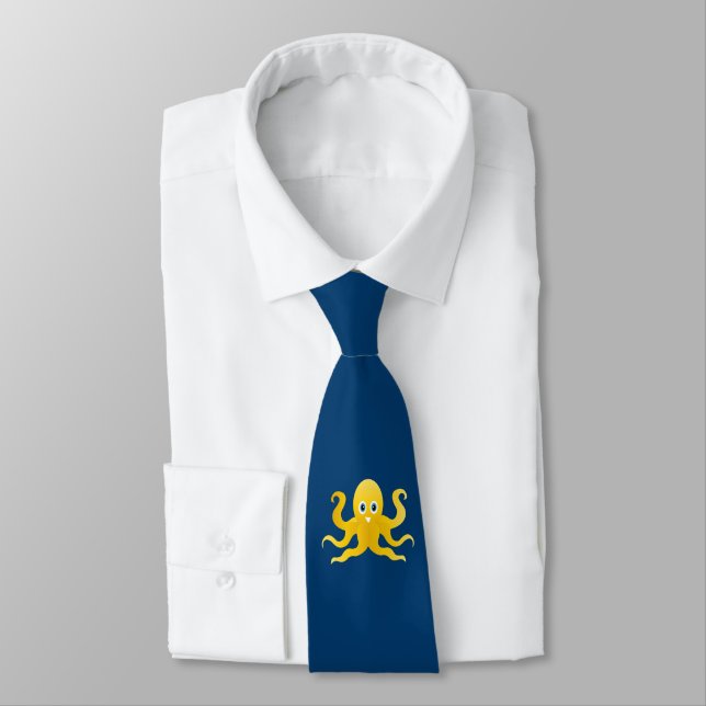 Cravate Pieuvre jaune amusante (Attaché)