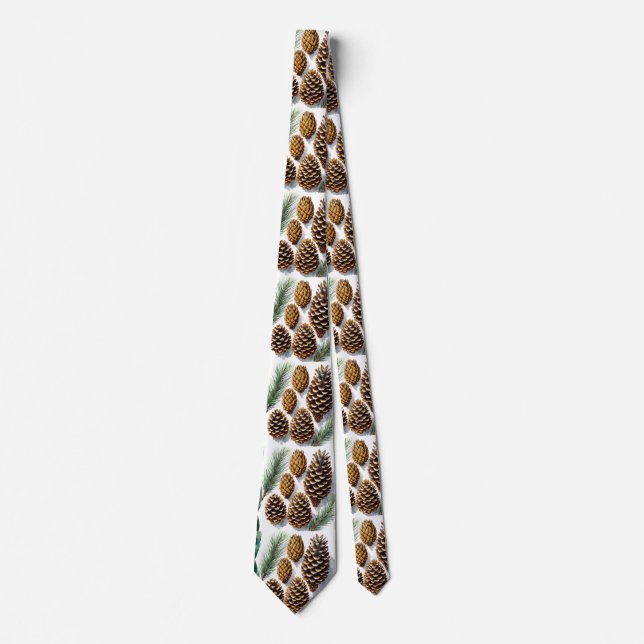 Cravate Pine Cones Aquarelle Art botanique (Devant)