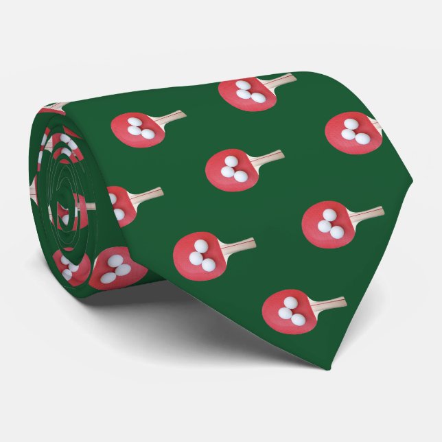 Cravate Ping Pong Paddle et Balls Couleur personnalisable (Roulé)