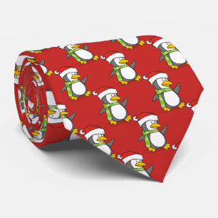 Cravate Pingouin de Noël marchant sur la neige