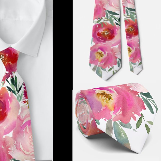 Cravate Pink Blush Light Pretty Roses Floral Neck Tie (Créateur téléchargé)