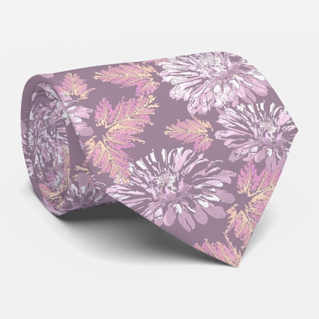 Cravate Pink flowers, watercolor, retro (Roulé)