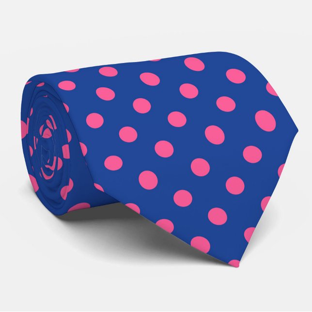 Cravate Pink On Blue Polka Dots Pattern Design (Créateur téléchargé)