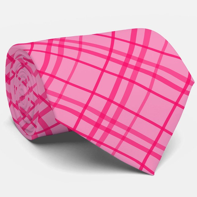 Cravate Pink Sur Tartan Rose Plaid Design Motif (Créateur téléchargé)