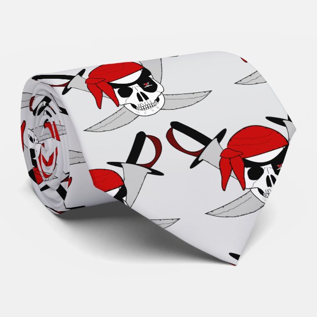 Cravate Pirate Skull And Swords Design (Roulé)