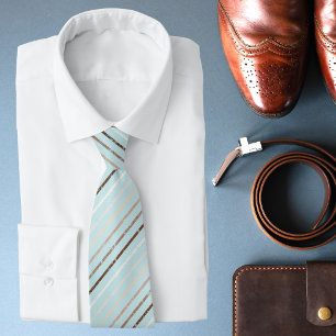 Cravate Pistachio Vert Brown rayures Motif Moderne Chic