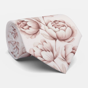 Cravate Pivoine Florale Rose Tendre