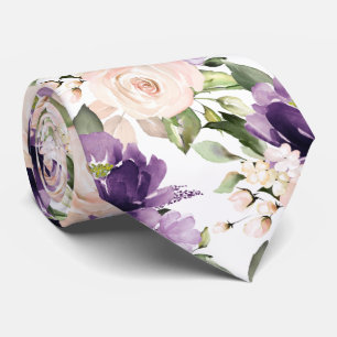 Cravate PixDezine H2 Fleurs Eggplant Blush Roses Ne