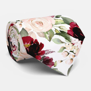 Cravate PixDezine H2 Fleurs Roses Burgundy Blush Col Ti