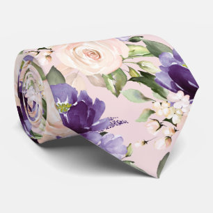 Cravate PixDezine H2 Fleurs Roses Violettes Violettes Rose
