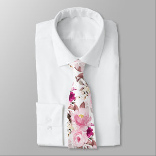 Cravate PixDezine H2 Fleurs Teintes Roses Roses