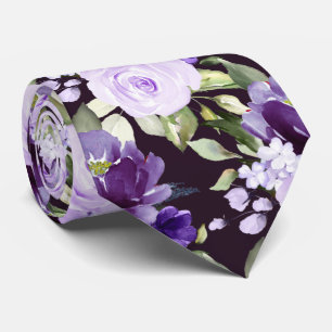 Cravate PixDezine H2 Fleurs Violet Lilac Violet Roses