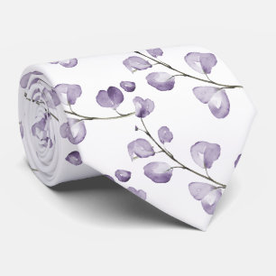Cravate PixDezines Aquarelle Lavande Violet Eucalyptus