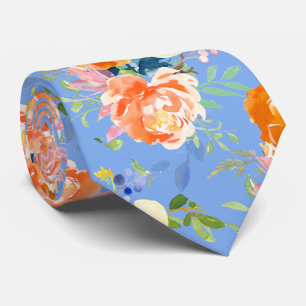 Cravate PixDezines Aquarelle Orange Peonies en Pansies do-