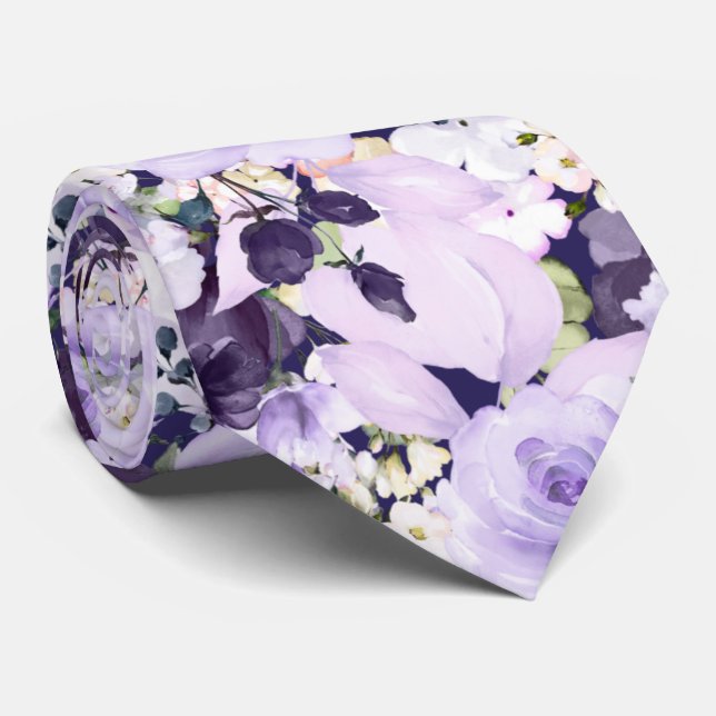 Cravate PixDezines Aquarelle Purple Roses do-it-yourself a (Roulé)