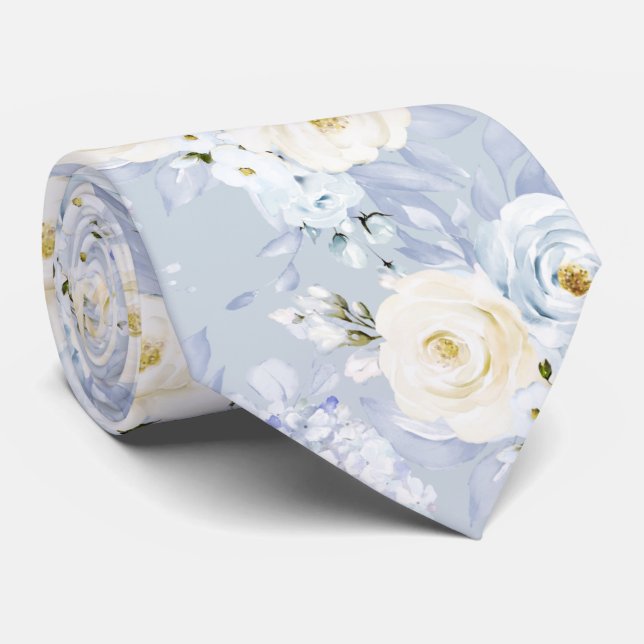 Cravate PixDezines Aquarelle Rose Crème Bleue Glace Cou Ti (Roulé)