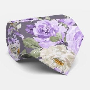 Cravate PixDezines Aquarelle Roses Lilas Violettes