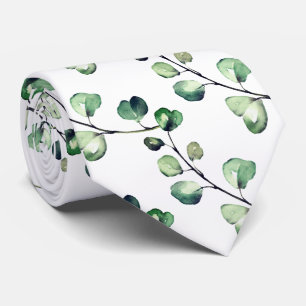 Cravate PixDezines aquarelle vert luxuriant Eucalyptus