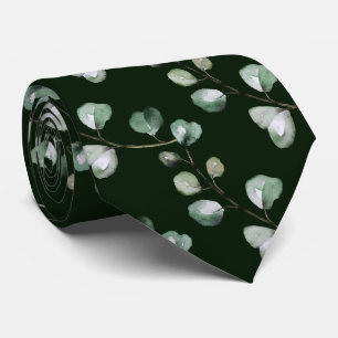 Cravate PixDezines aquarelle vert luxuriant Eucalyptus