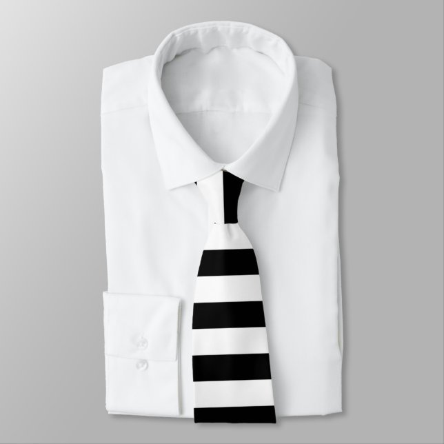 Cravate PixDezines BLACK+BLANC STRIPES/do-it-yourself COUL (Attaché)