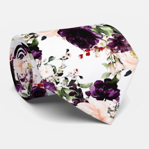 Cravate PixDezines Blush Aubergine H2 Fleurs Fond DIY