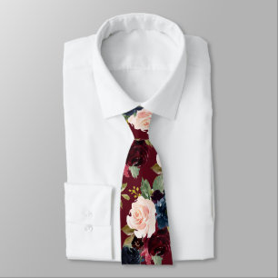 Cravate PixDezines Blush Burgundy Navy Flwrs do-it-yoursel