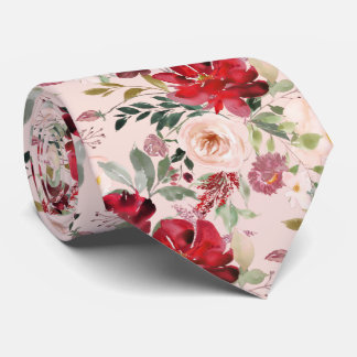 Cravate PixDezines Blush Red Aquarelle Fleurs do-it-yourse