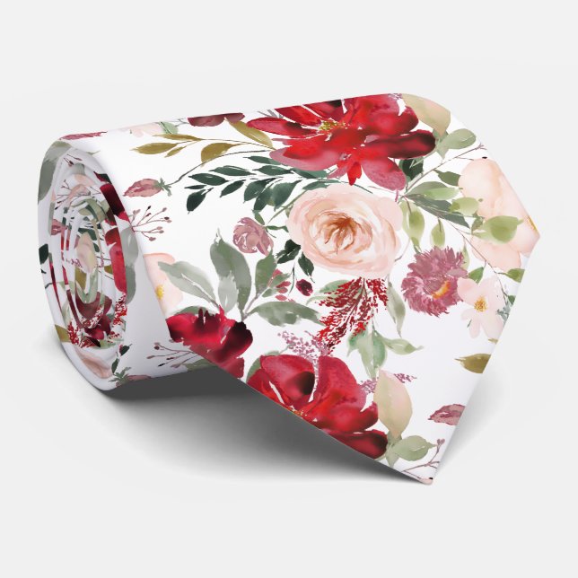 Cravate PixDezines Blush Red Watercolor (Roulé)