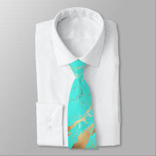 Cravate PixDezines Dalle de marbre bleu turquoise + veines