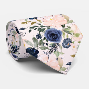 Cravate PixDezines Fleurs Aquarelle Bleu Blush DIY couleur