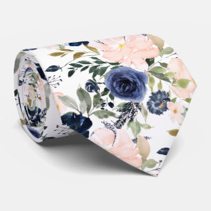 Cravate PixDezines Fleurs Aquarelle Bleu Blush DIY couleur