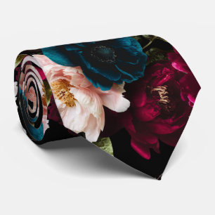 Cravate PixDezines Fleurs Botaniques Moody Fond DIY