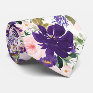 Cravate PixDezines H2 Blush Pink Purple Flowers