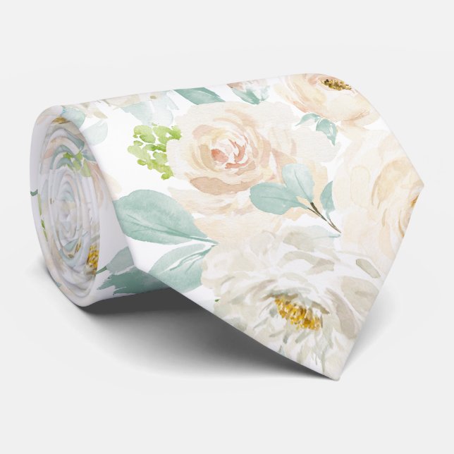 Cravate PixDezines H2 Dusty Blue Roses (Roulé)