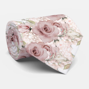 Cravate PixDezines H2 Été Rose Poussiéreuse Roses Hydrange