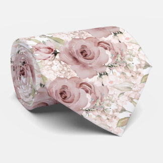 Cravate PixDezines H2 Été Rose Poussiéreuse Roses Hydrange
