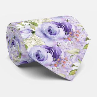 Cravate PixDezines H2 Été Roses Violettes Hydrangea