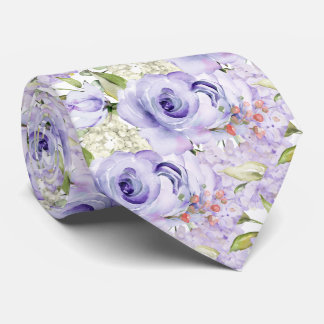 Cravate PixDezines H2 Été Roses Violettes Hydrangea