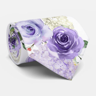 Cravate PixDezines H2 Été Roses Violettes Hydrangea