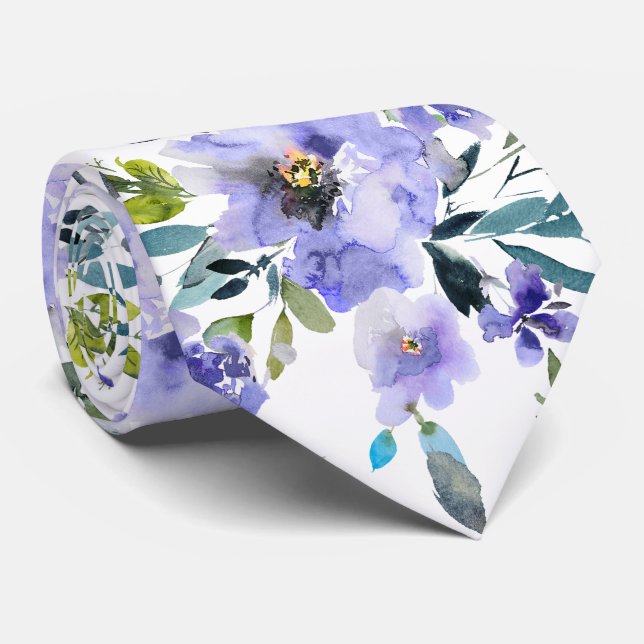 Cravate PixDezines H2 Fleurs à ressort Lavande Roses viole (Roulé)