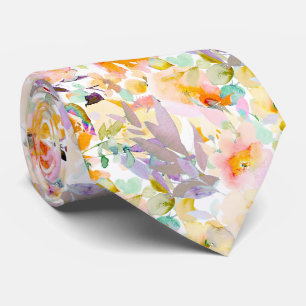 Cravate PixDezines H2 Fleurs de printemps Blush Moutarde