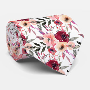Cravate PixDezines H2 Fleurs de printemps Rouge rosé
