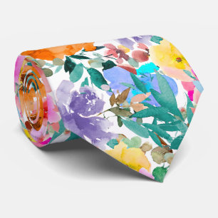 Cravate PixDezines H2 Fleurs d'Été Teintes Vives