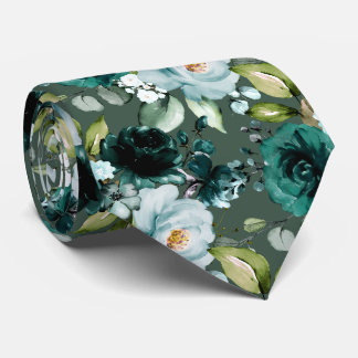 Cravate PixDezines H2 Fleurs Émeraude Vert