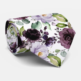 Cravate PixDezines H2 Fleurs Merlot Lavande Violet