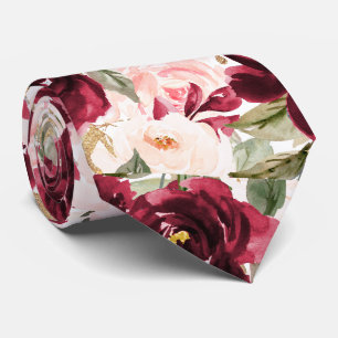 Cravate PixDezines H2 Fleurs Roses Bourgeois Pâle  