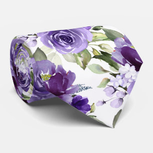 Cravate PixDezines H2 Fleurs Violet Lavande Roses Violette