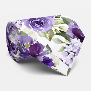Cravate PixDezines H2 Fleurs Violet Lavande violet Roses
